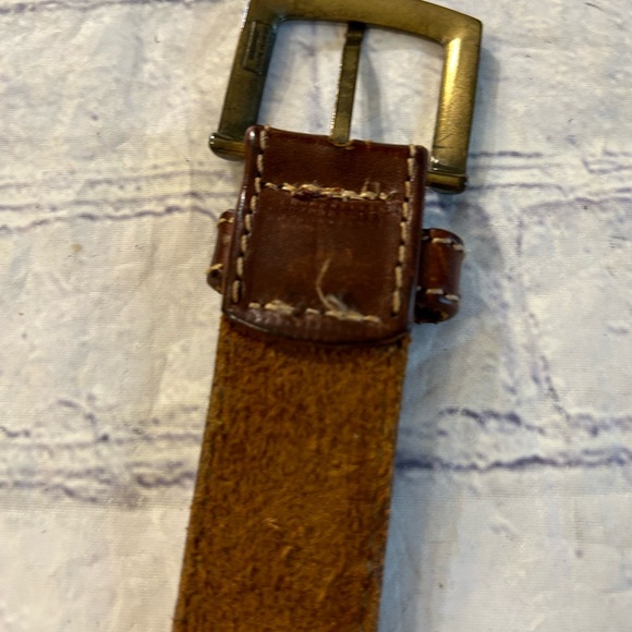 WESTERN MADE IN ITALY BROWN LEATHER WITH BRASS STUDS & STITCHING BELT WOMEN’S M - Picture 3 of 10